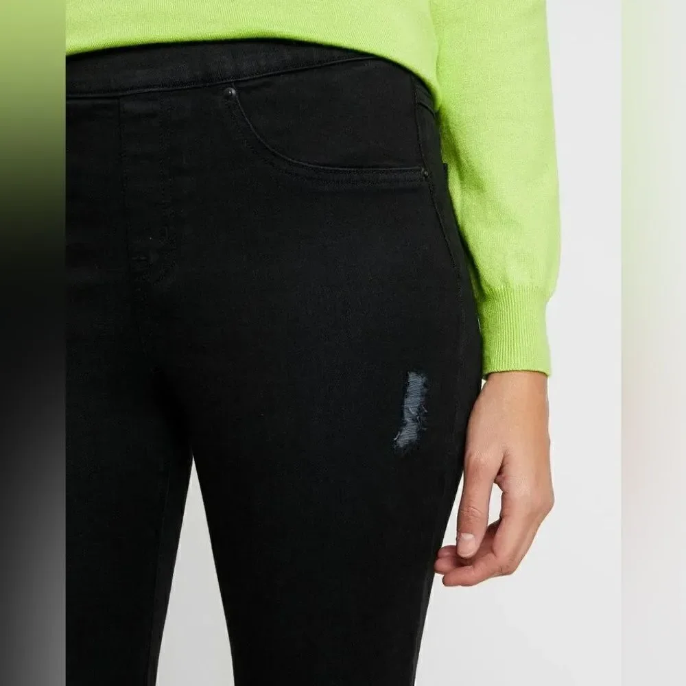 Spanx Vintage Distressed High Rise Skinny Jeans Black Size Extra Large
